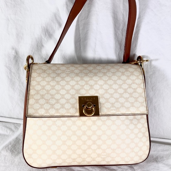 CELINE White Macadam Shoulder Bag - Picture 1 of 17